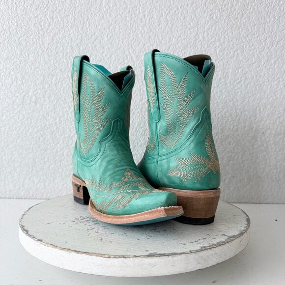 Lane boots Shoes - Lane LEXINGTON Cowboy Booties Western Turquoise Cowgirl Short Boots Snip Toe 6